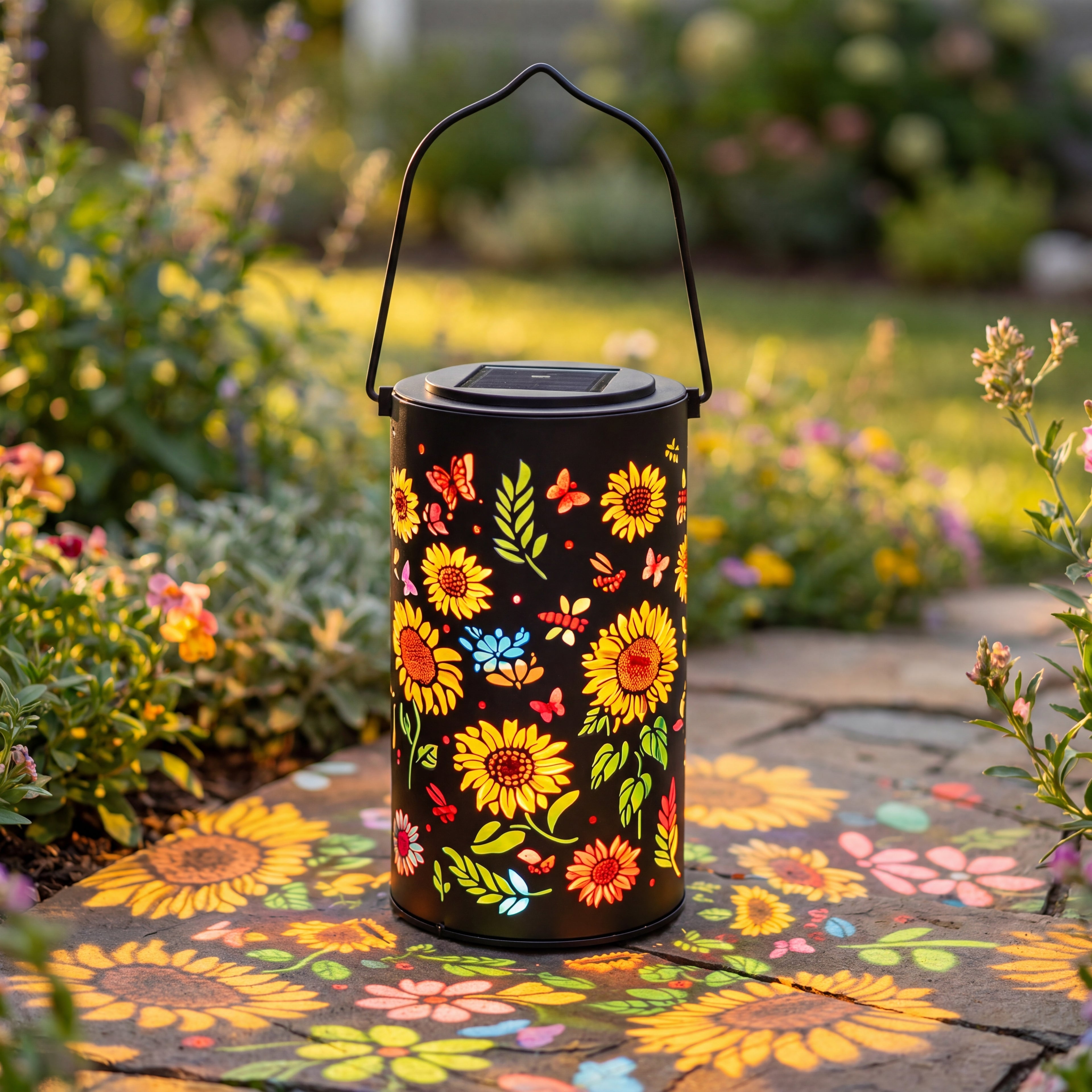 Colorful Sunflower Glow Solar Garden Lantern